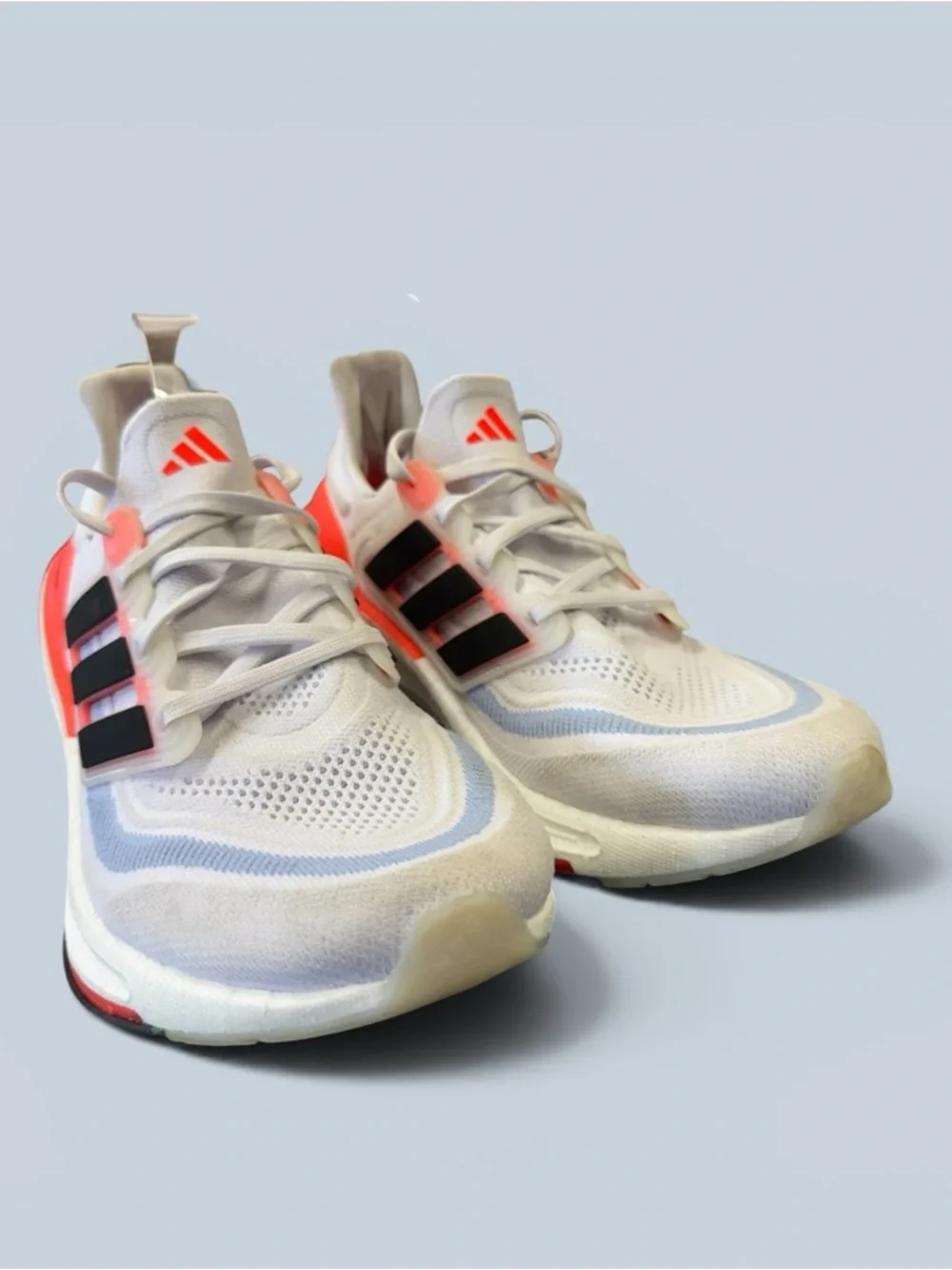 Adidas Ultraboost Running Sneakers - White with Coral & Black Accents Sz 8.5